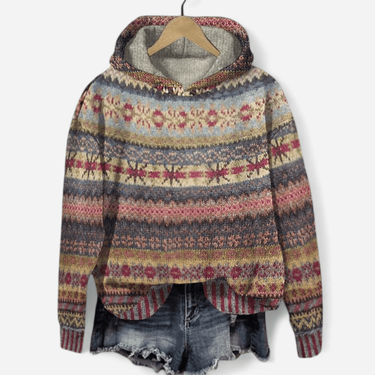 Gabrielle Retro Ethnic Print Hoodie | Casual Streetwear 0