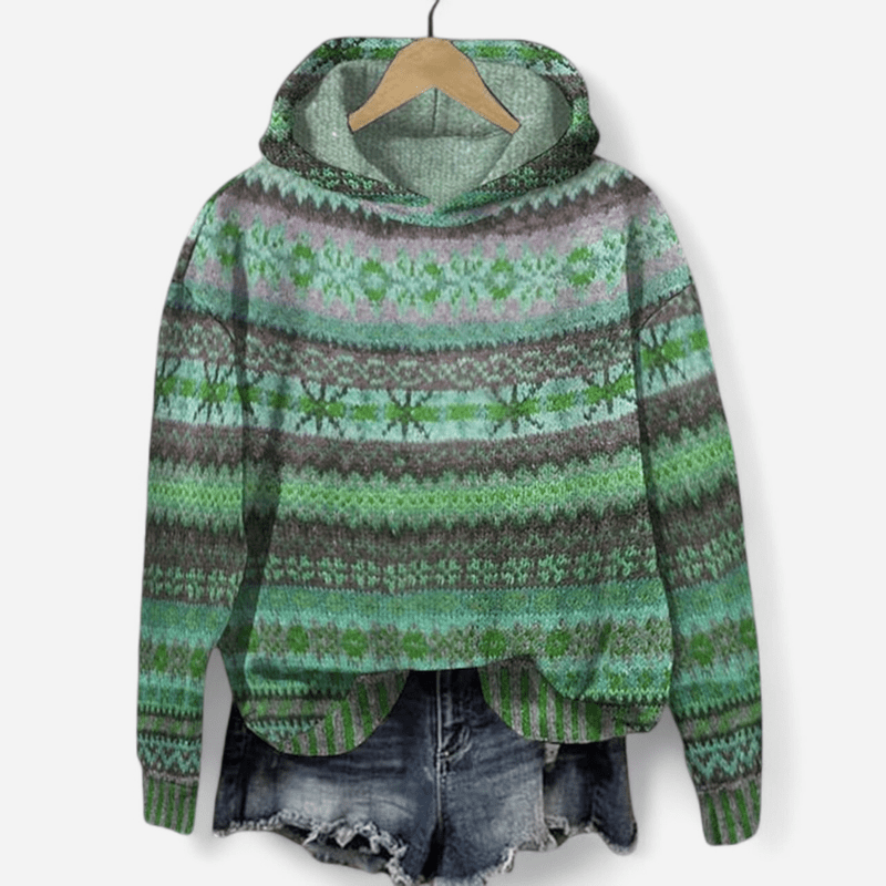Gabrielle Retro Ethnic Print Hoodie | Casual Streetwear 1