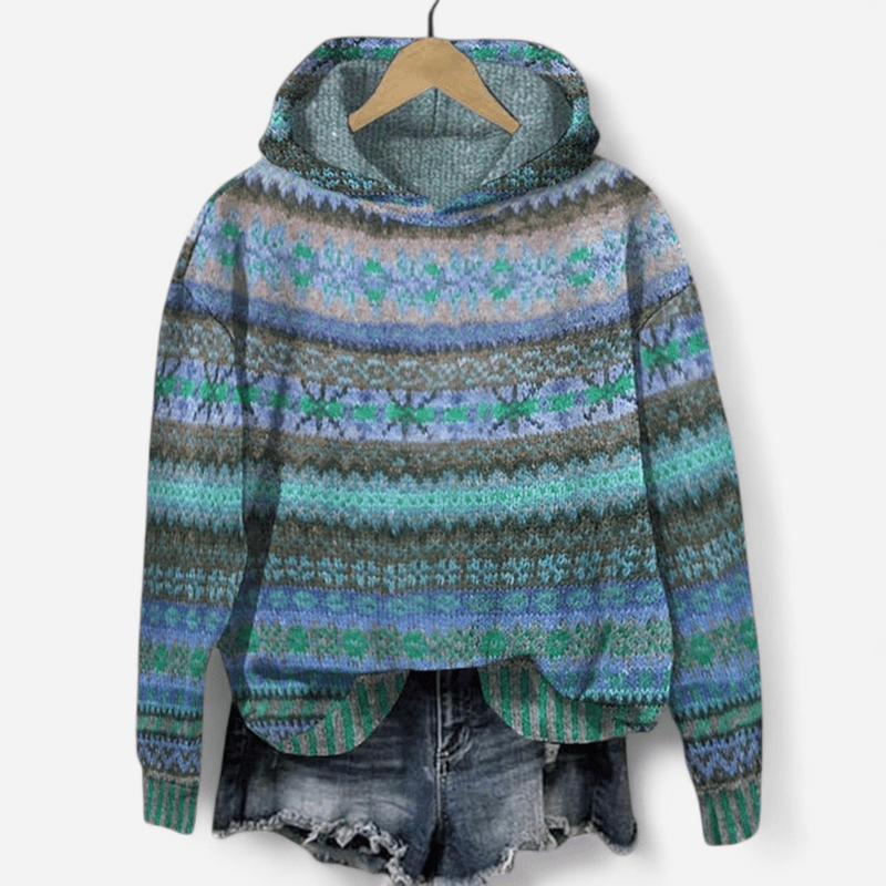 Gabrielle Retro Ethnic Print Hoodie | Casual Streetwear 2
