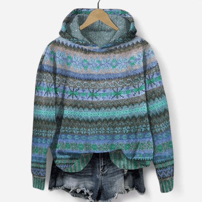 Gabrielle Retro Ethnic Print Hoodie | Casual Streetwear 2