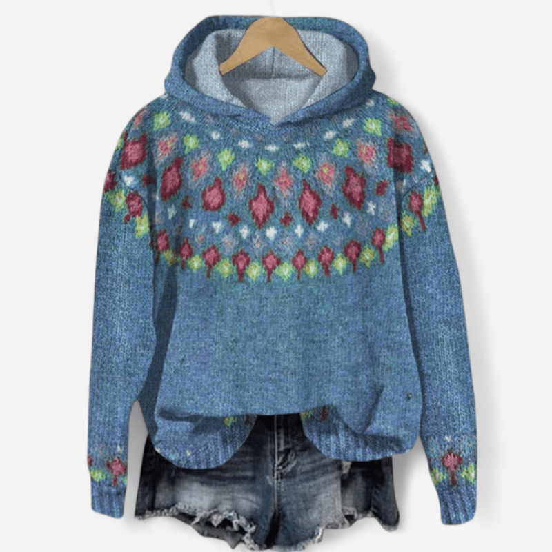 Gabrielle Retro Ethnic Print Hoodie | Casual Streetwear 7