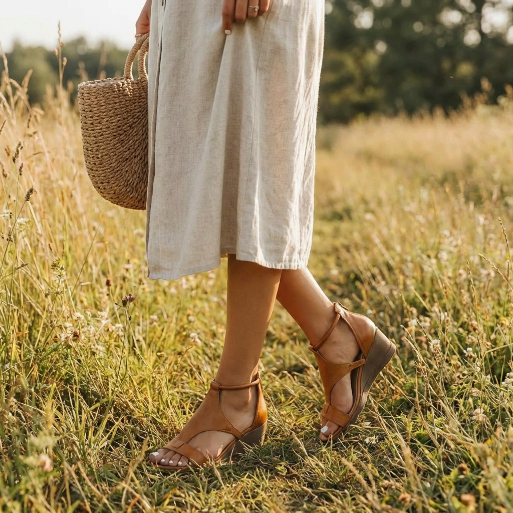 Isabel | Women's Wedge Sandals with Ankle Strap and Open Toe | Casual