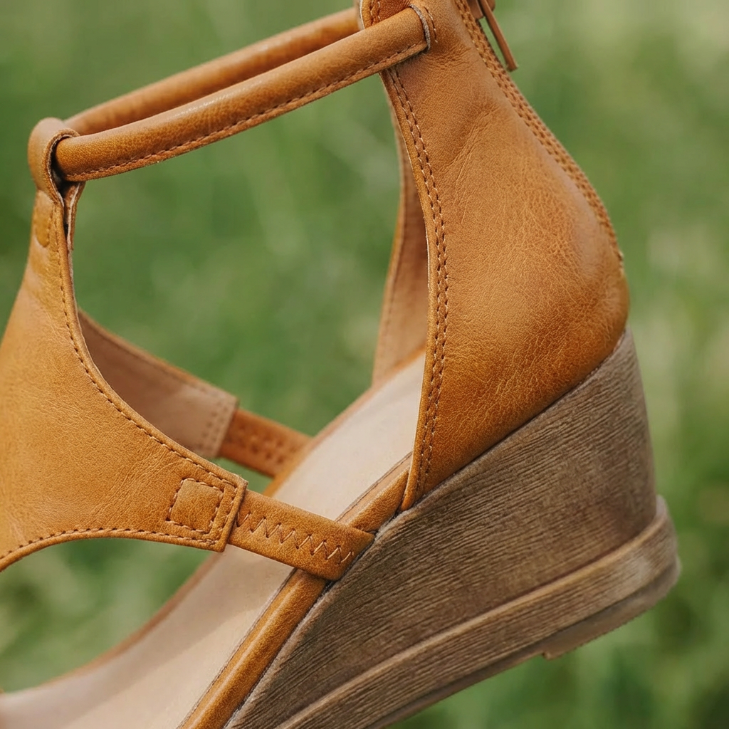 Isabel | Women's Wedge Sandals with Ankle Strap and Open Toe | Casual