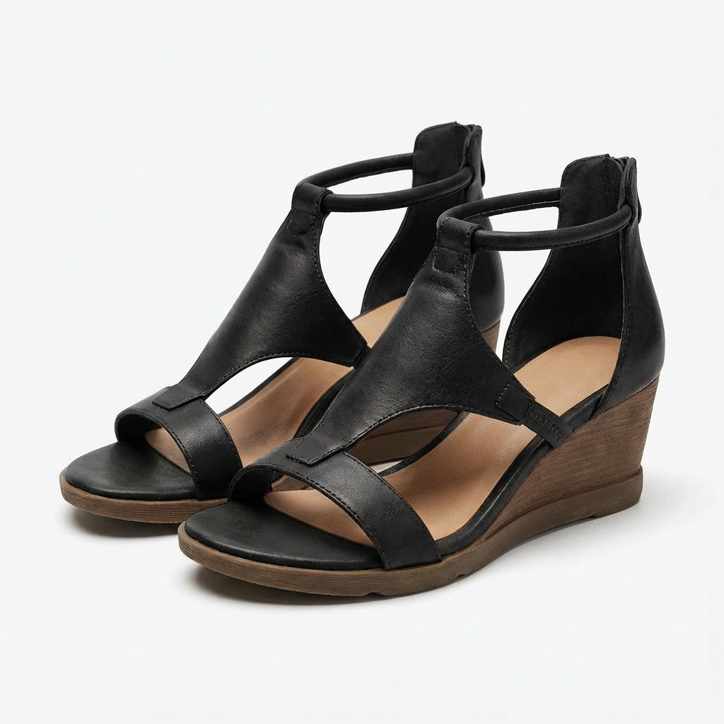 Isabel | Women's Wedge Sandals with Ankle Strap and Open Toe | Casual