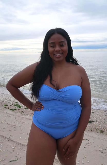 Island Goddess Bandeau Tankini Top - Chambray