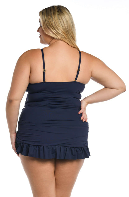 Island Goddess High Neck Keyhole Tankini Top - Indigo