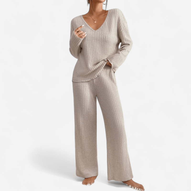 Kathy V-Neck Knit Set | Women's Outfit for Casual Wear 0