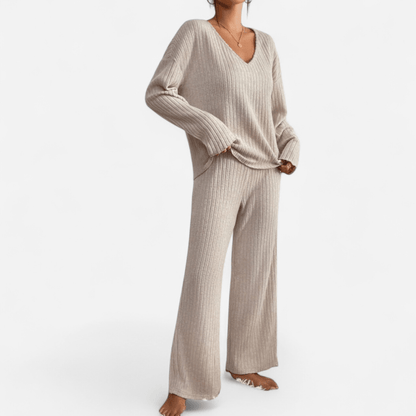 Kathy V-Neck Knit Set | Women's Outfit for Casual Wear 1