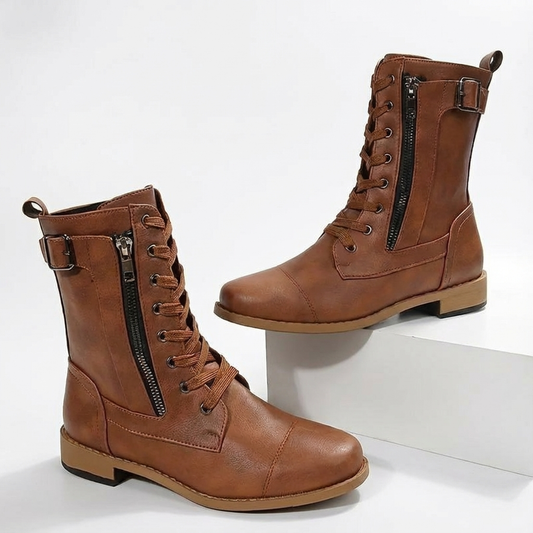 Leslie | Women's Lace-Up Ankle Military Boots