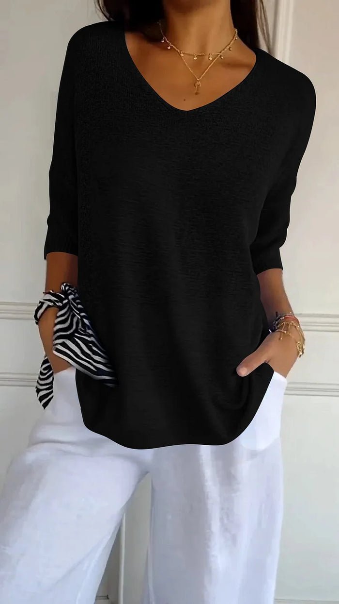 Lightweight V-Neck Knit Top | Women's Top 3/4 Sleeve Casual Wear 5