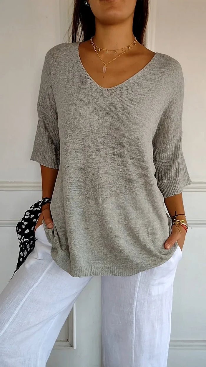 Lightweight V-Neck Knit Top | Women's Top 3/4 Sleeve Casual Wear 7