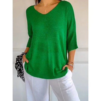 Lightweight V-Neck Knit Top | Women's Top 3/4 Sleeve Casual Wear 8