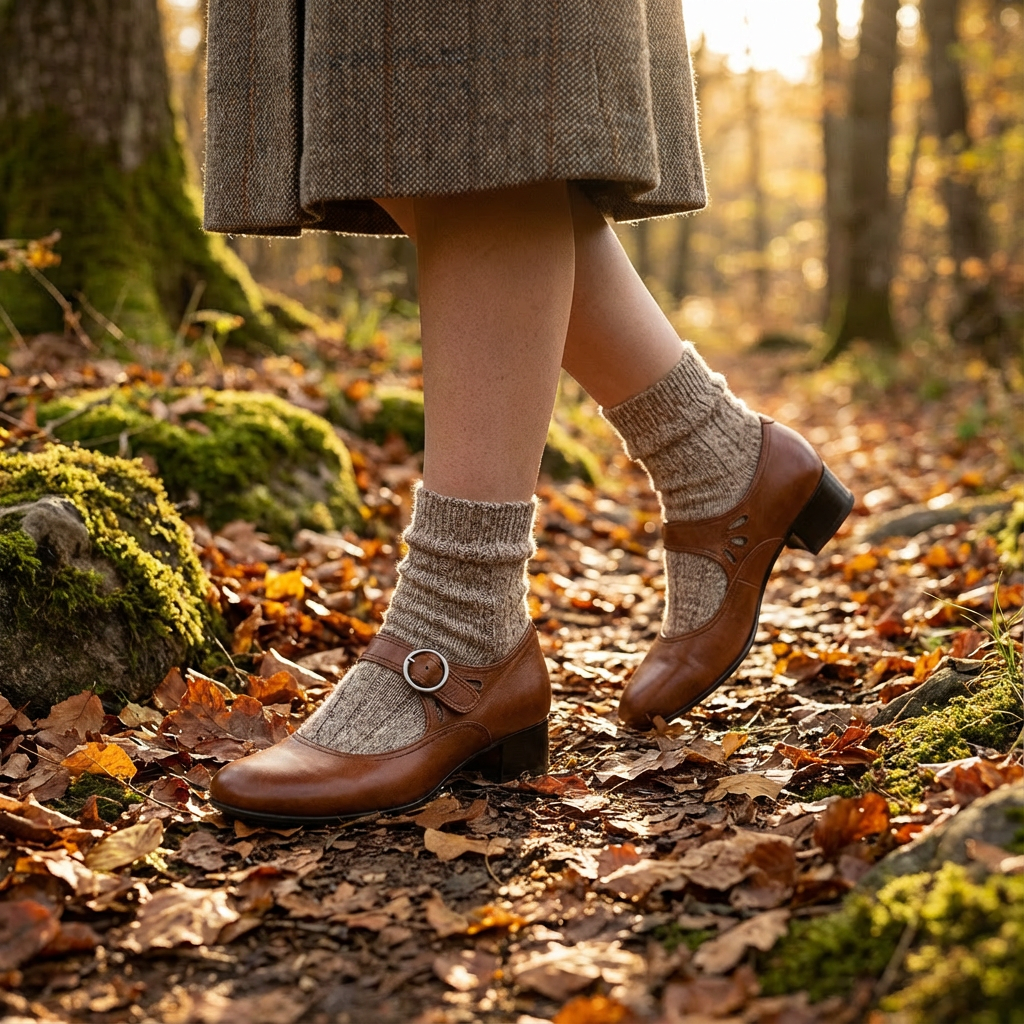 Lucia | Women's Mary Jane Shoes with Round Buckle and Cutout Details | Vintage