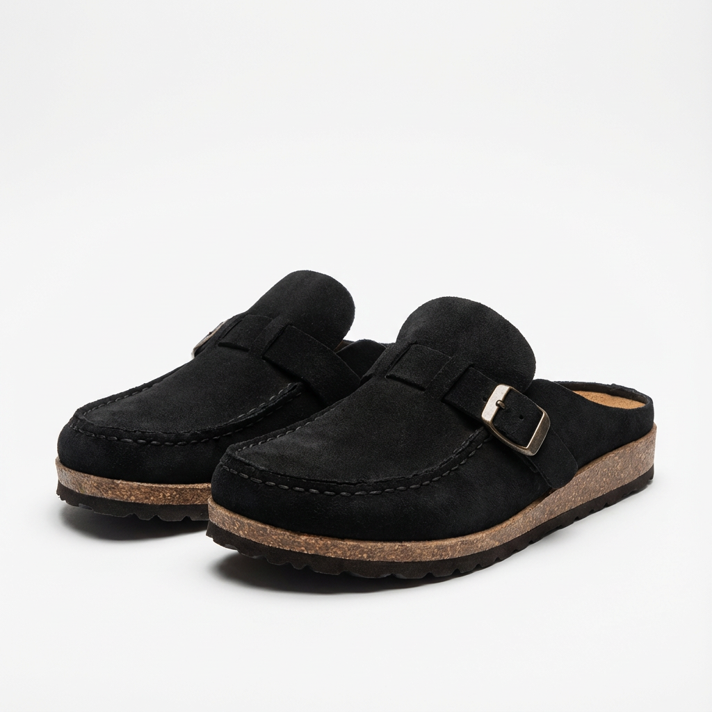 Lucia | Women's Mule Clogs with Adjustable Buckle and Decorative Stitching | Retro