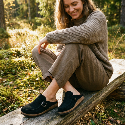 Lucia | Women's Mule Clogs with Adjustable Buckle and Decorative Stitching | Retro