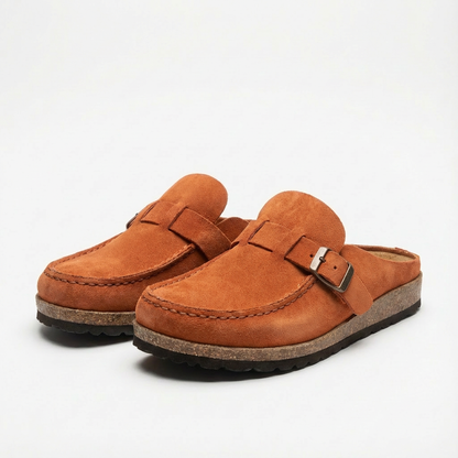 Lucia | Women's Mule Clogs with Adjustable Buckle and Decorative Stitching | Retro