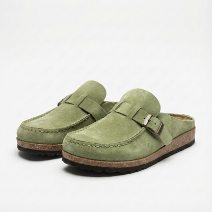 Lucia | Women's Mule Clogs with Adjustable Buckle and Decorative Stitching | Retro