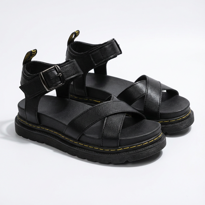 Luna | Women's Platform Sandals with Ankle Strap and Crisscross Straps | Casual