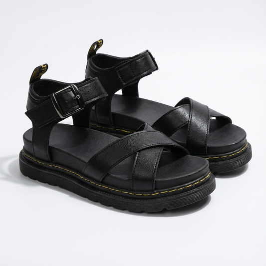 Luna | Women's Platform Sandals with Ankle Strap and Crisscross Straps | Casual