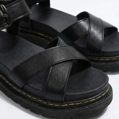 Luna | Women's Platform Sandals with Ankle Strap and Crisscross Straps | Casual