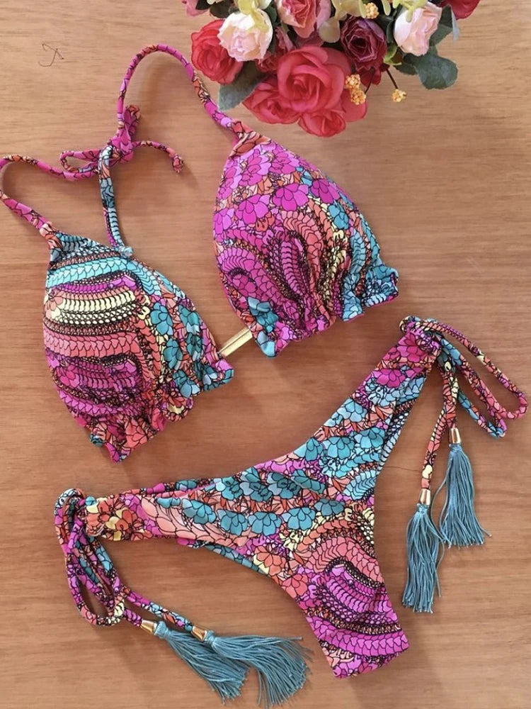 Marivelle™ - Adjustable String Triangle Bikini Set