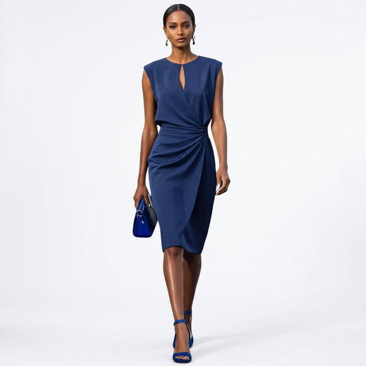 Mencía | Women's Elegant Sleeveless Draped Midi Dress