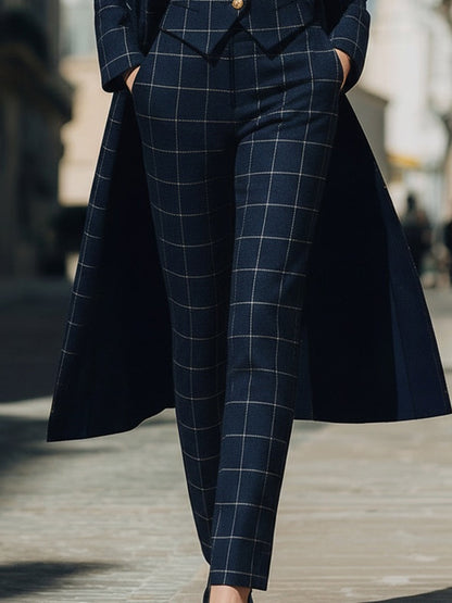 Navy Checkered Suit Set | Three-Piece Tailored Ensemble 2