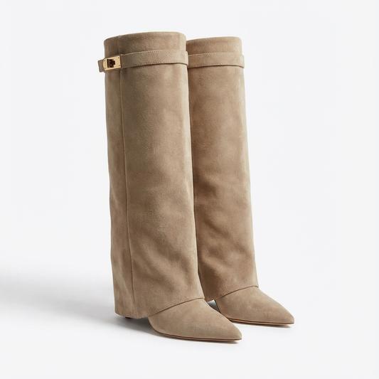 Nicole | Women's Knee-High Boots with Wide Heel and Pointed Toe