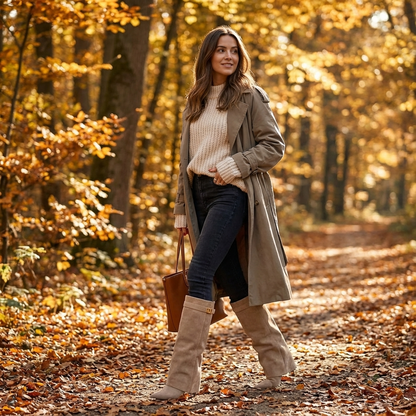 Nicole | Women's Knee-High Boots with Wide Heel and Pointed Toe