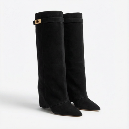 Nicole | Women's Knee-High Boots with Wide Heel and Pointed Toe