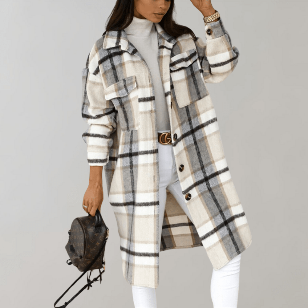 Plaid Long Shacket | Women's Jacket for Oversized Layering 0