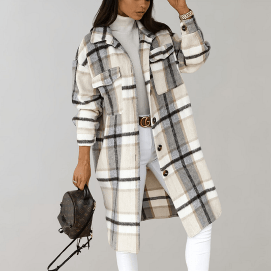 Plaid Long Shacket | Women's Jacket for Oversized Layering 0