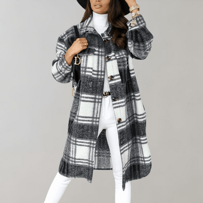 Plaid Long Shacket | Women's Jacket for Oversized Layering 1