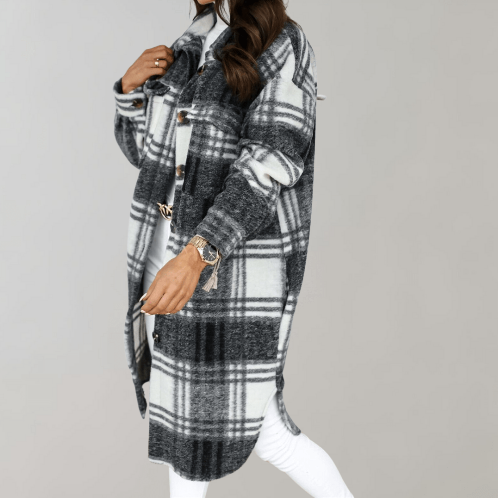 Plaid Long Shacket | Women's Jacket for Oversized Layering 2