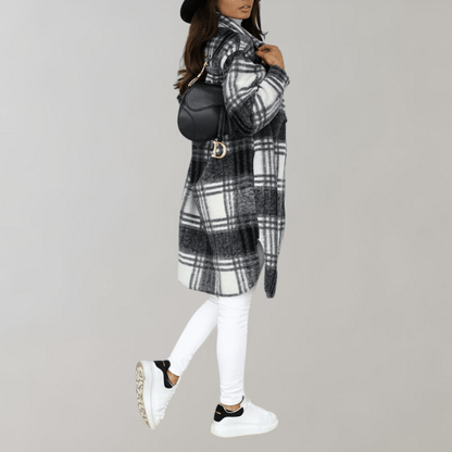 Plaid Long Shacket | Women's Jacket for Oversized Layering 3