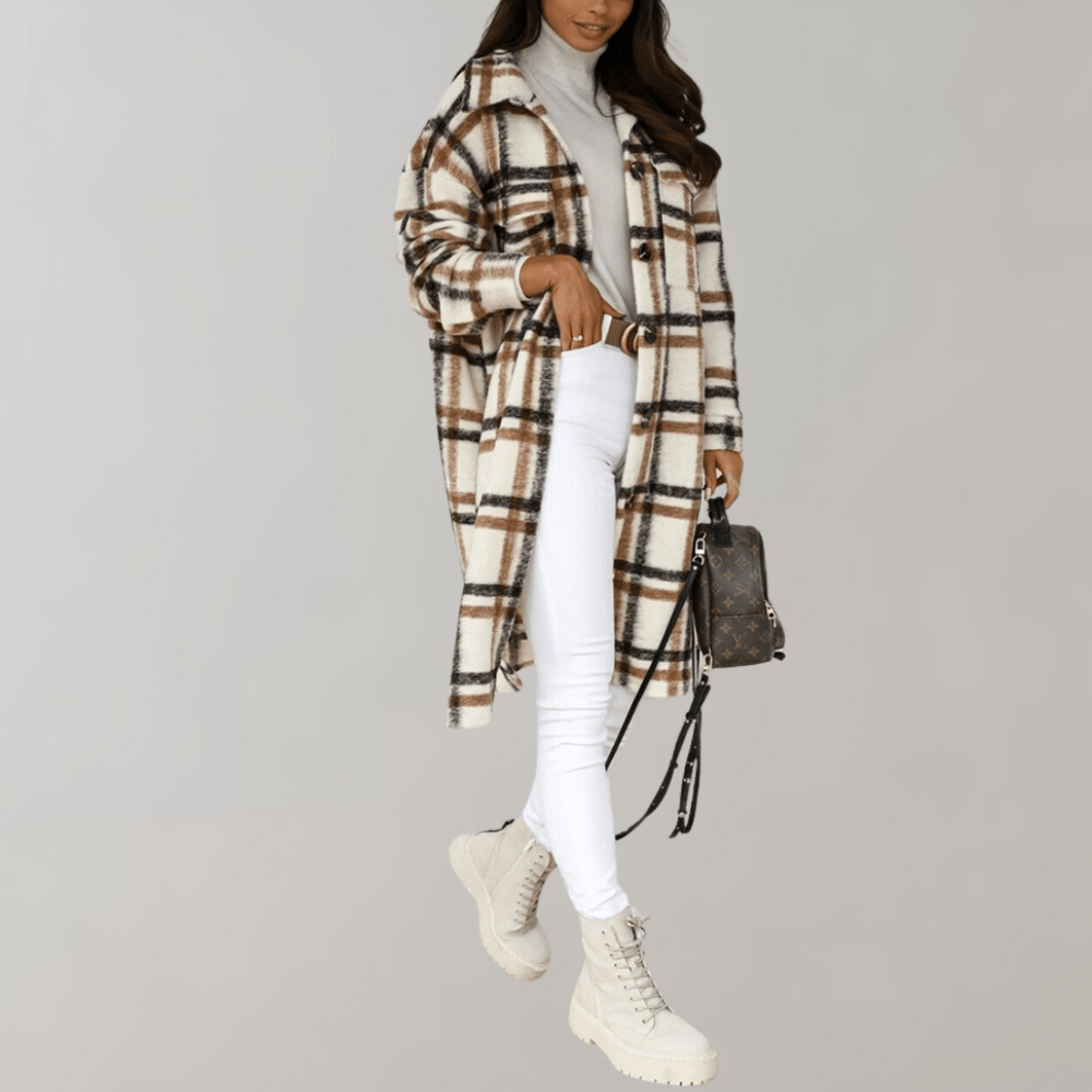 Plaid Long Shacket | Women's Jacket for Oversized Layering 4