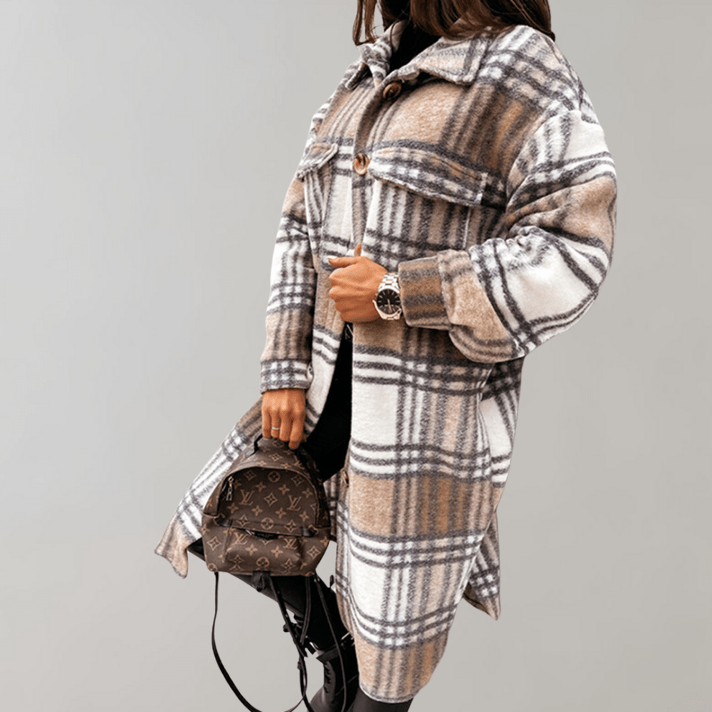 Plaid Long Shacket | Women's Jacket for Oversized Layering 6