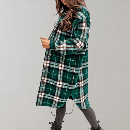 Plaid Long Shacket | Women's Jacket for Oversized Layering 7
