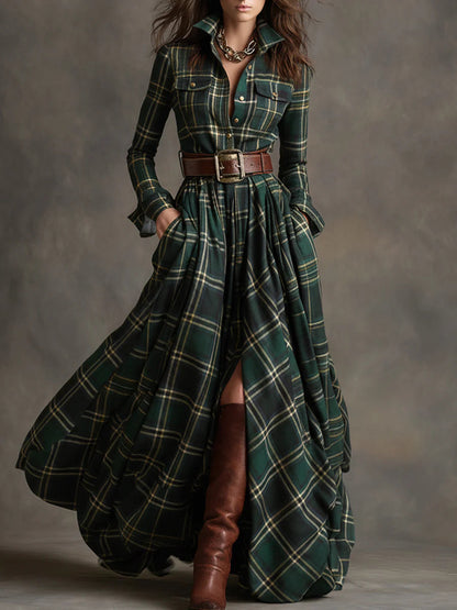 Reddish Brown Plaid Maxi Dress | Women's Summer Dress 1