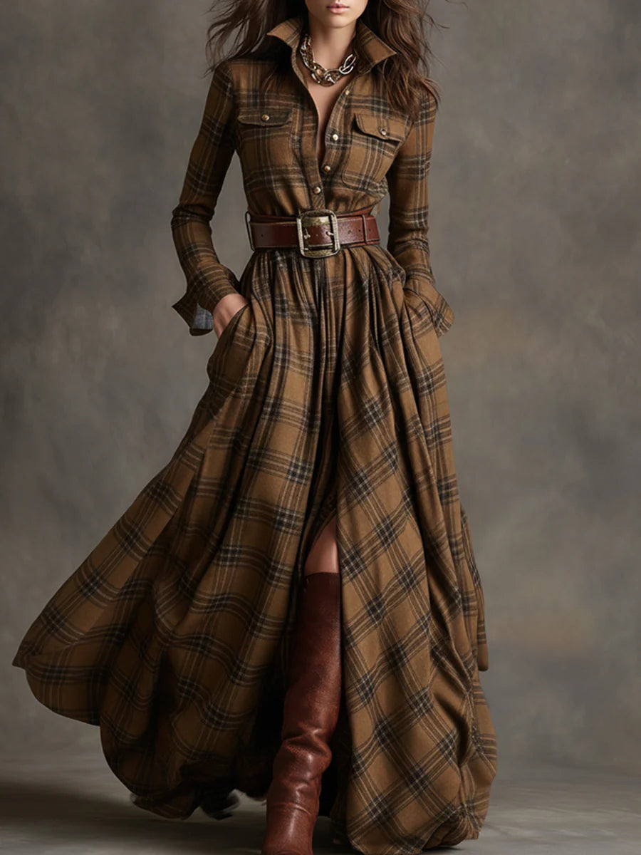 Reddish Brown Plaid Maxi Dress | Women's Summer Dress 2