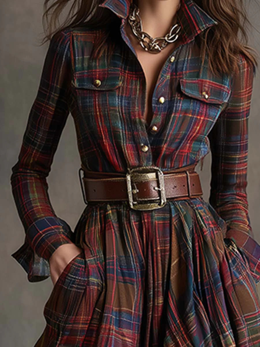Reddish Brown Plaid Maxi Dress | Women's Summer Dress 3