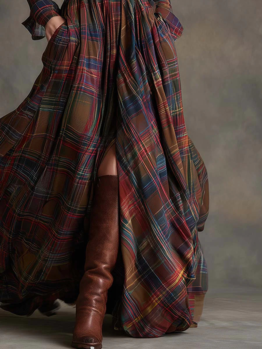 Reddish Brown Plaid Maxi Dress | Women's Summer Dress 4