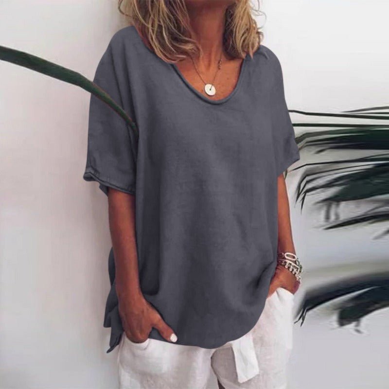 Relaxed Scoop Neck Tee | Women's T Shirt in Cotton Blend 0