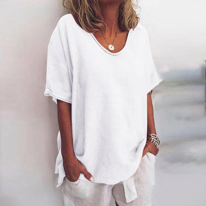 Relaxed Scoop Neck Tee | Women's T Shirt in Cotton Blend 2