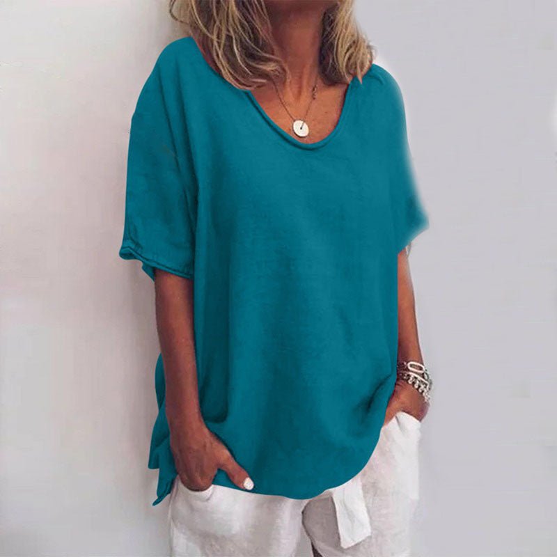 Relaxed Scoop Neck Tee | Women's T Shirt in Cotton Blend 4