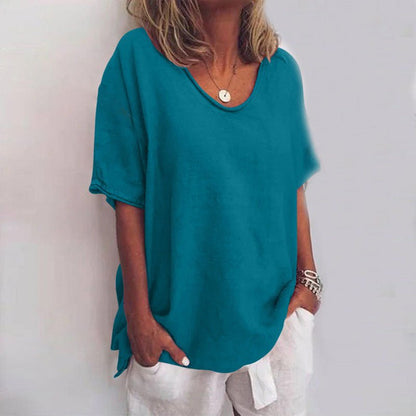 Relaxed Scoop Neck Tee | Women's T Shirt in Cotton Blend 4