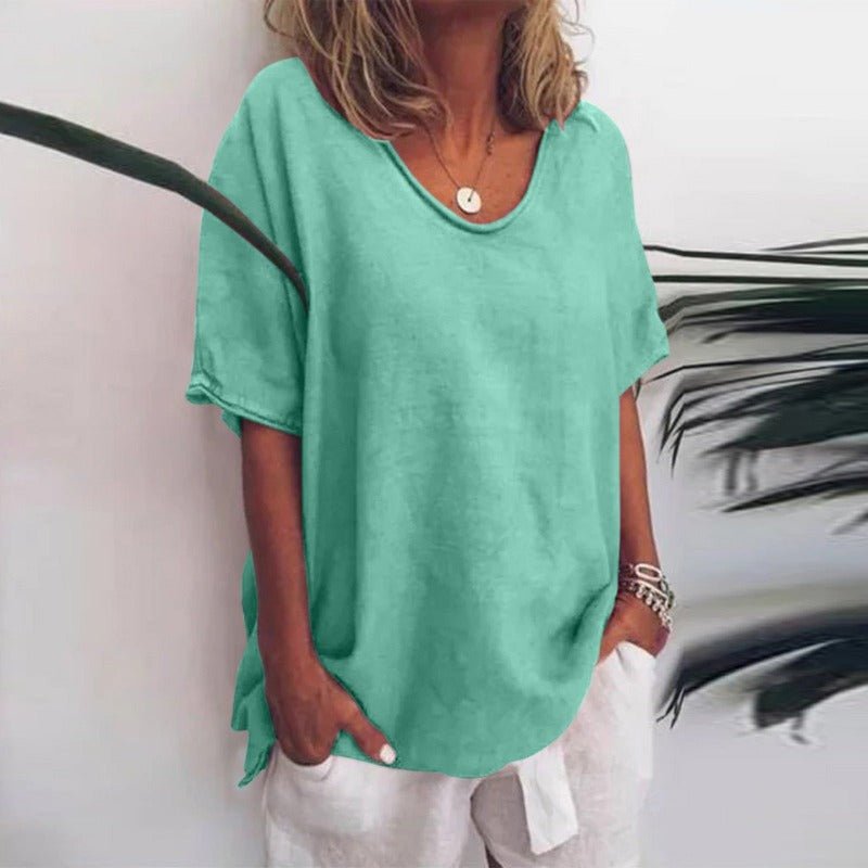 Relaxed Scoop Neck Tee | Women's T Shirt in Cotton Blend 5