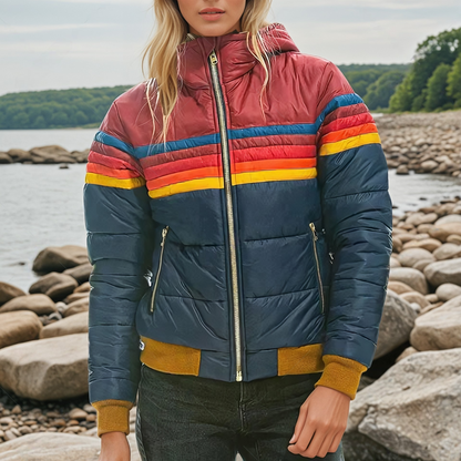 Retro Striped Puffer Jacket | Women's Outerwear 0