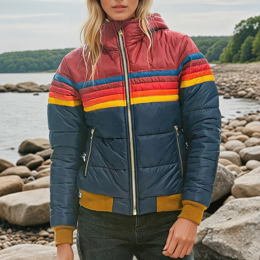 Retro Striped Puffer Jacket | Women's Outerwear 0