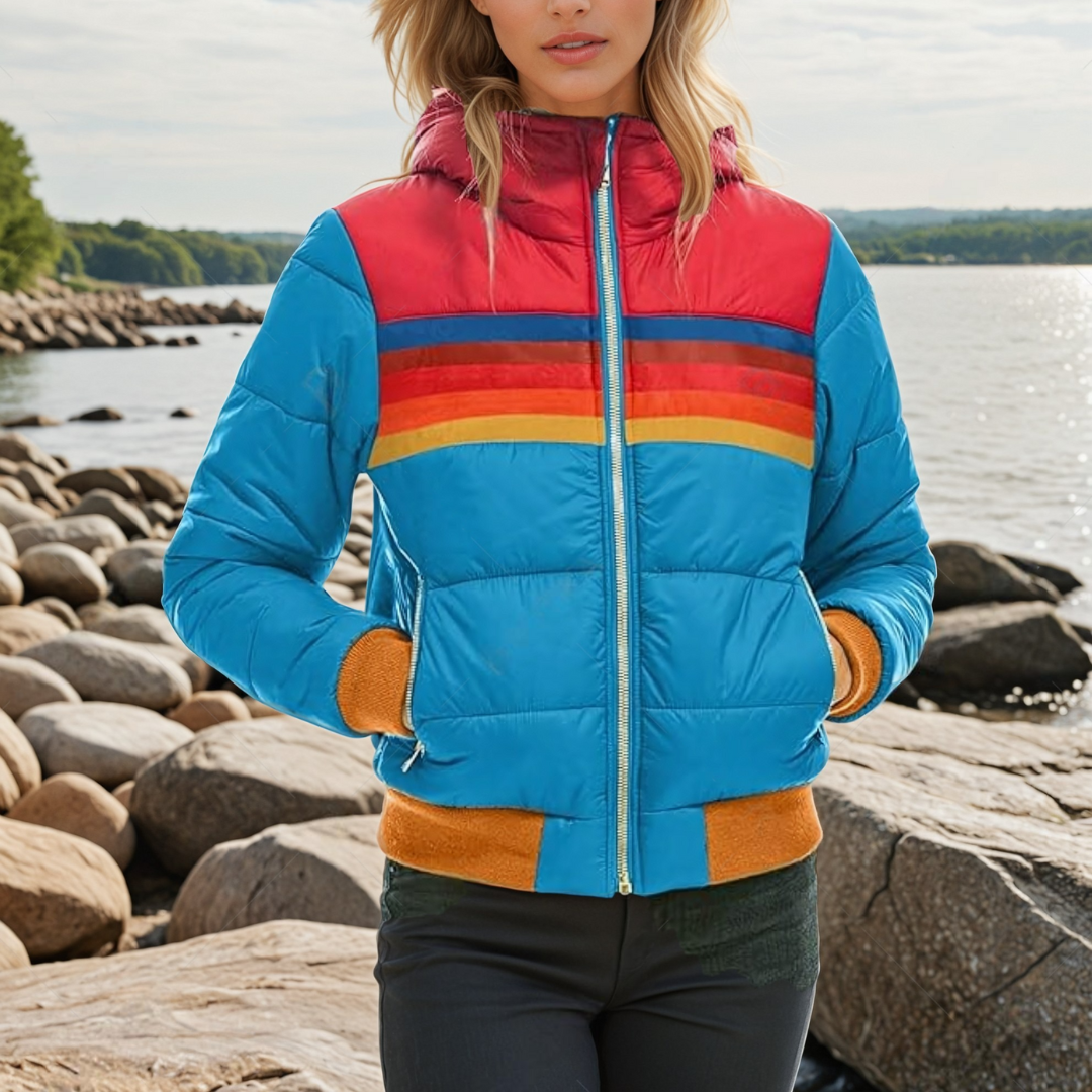 Retro Striped Puffer Jacket | Women's Outerwear 1